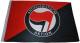 Fahne / Flagge (ca. 150x100cm): Schwarz/rote Fahne mit Antifa-Logo (rot/schwarz)