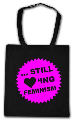 Baumwoll-Tragetasche: ... still loving feminism (pink)