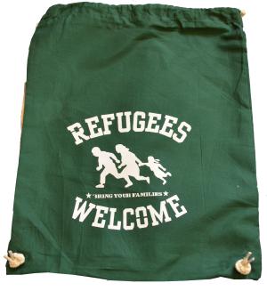 Refugees welcome (grün, weißer Druck)