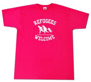 Refugees welcome (pink, weißer Druck)