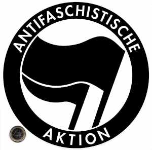 Antifaschistische Aktion (schwarz/schwarz, 21cm x 21cm)