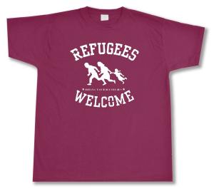 Refugees welcome (burgund, weißer Druck)