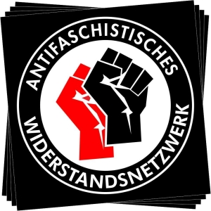 Antifaschistisches Widerstandsnetzwerk - Fäuste (rot/schwarz)