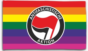 Regenbogen (mit Antifaschistische Aktion (rot/schwarz))