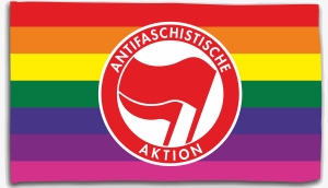 Regenbogen (mit Antifaschistische Aktion (rot/rot))