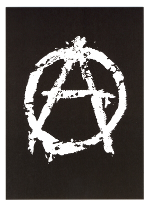 Postkarte: Anarchie A (weiß)