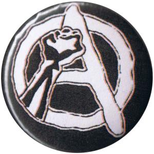 25mm Button: Anarchie Faust (weiß/schwarz)