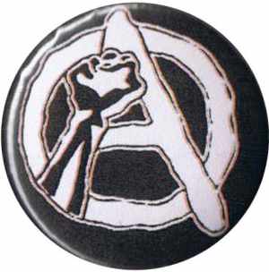 37mm Button: Anarchie Faust (weiß/schwarz)