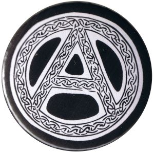 25mm Magnet-Button: Anarchie - Tribal (schwarz)