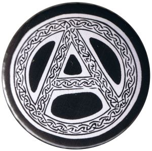50mm Button: Anarchie - Tribal (schwarz)