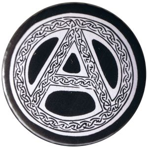 50mm Magnet-Button: Anarchie - Tribal (schwarz)