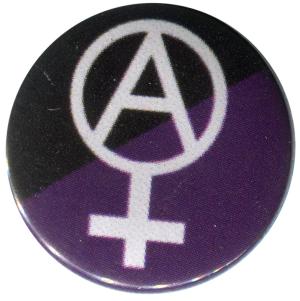 37mm Magnet-Button: Anarcho-Feminismus (schwarz/lila)