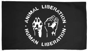 Fahne / Flagge (ca. 150x100cm): Animal Liberation - Human Liberation