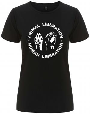 tailliertes Fairtrade T-Shirt: Animal Liberation - Human Liberation