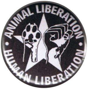 37mm Magnet-Button: Animal Liberation - Human Liberation (mit Stern)