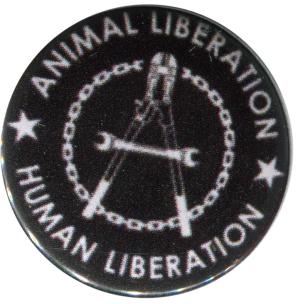 37mm Magnet-Button: Animal Liberation - Human Liberation (Zange)