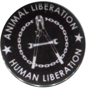 50mm Magnet-Button: Animal Liberation - Human Liberation (Zange)
