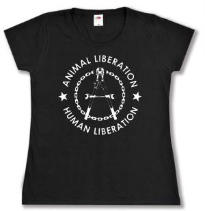 tailliertes T-Shirt: Animal Liberation - Human Liberation (Zange)