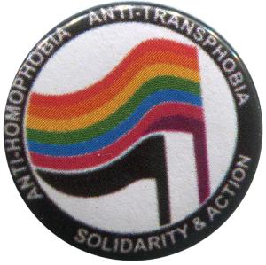37mm Magnet-Button: Anti-Homophobia - Anti-Transphobia - Solidarity and Action