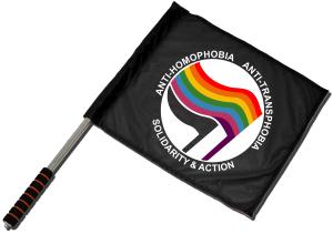 Fahne / Flagge (ca. 40x35cm): Anti-Homophobia - Anti-Transphobia - Solidarity and Action