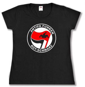 tailliertes T-Shirt: Antifa Funken (rot/schwarz)