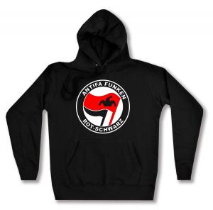 taillierter Kapuzen-Pullover: Antifa Funken (rot/schwarz)