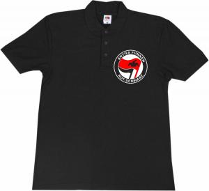 Polo-Shirt: Antifa Funken (rot/schwarz)