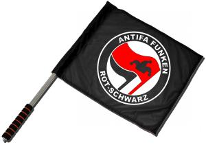 Fahne / Flagge (ca. 40x35cm): Antifa Funken (rot/schwarz)