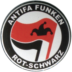 37mm Button: Antifa Funken (rot/schwarz)
