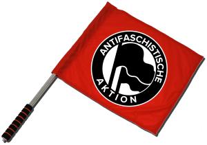 Fahne / Flagge (ca. 40x35cm): Antifaschistische Aktion (1932, schwarz/schwarz)