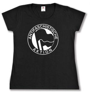 tailliertes T-Shirt: Antifaschistische Aktion (1932, schwarz/schwarz)