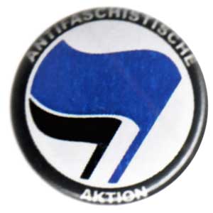 25mm Magnet-Button: Antifaschistische Aktion (blau/schwarz)