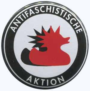 37mm Button: Antifaschistische Aktion (Enten)