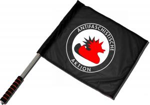 Fahne / Flagge (ca. 40x35cm): Antifaschistische Aktion (Enten)