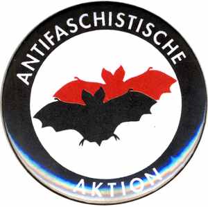 37mm Button: Antifaschistische Aktion (Fledermaus)