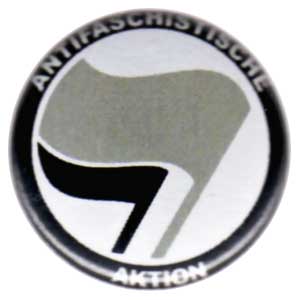 25mm Magnet-Button: Antifaschistische Aktion (grau/schwarz)