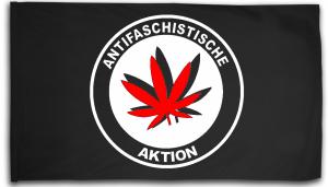Fahne / Flagge (ca. 150x100cm): Antifaschistische Aktion (Hanfblatt)