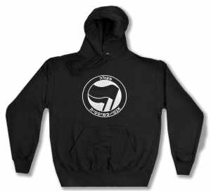 Kapuzen-Pullover: Antifaschistische Aktion - hebräisch (schwarz/schwarz)