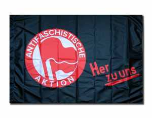 Fahne / Flagge (ca. 150x100cm): Antifaschistische Aktion her zu uns