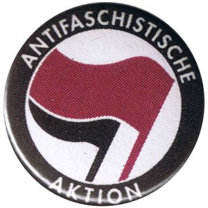 37mm Magnet-Button: Antifaschistische Aktion (lila/schwarz)