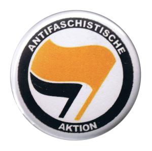 37mm Button: Antifaschistische Aktion (orange/schwarz)