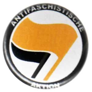 25mm Magnet-Button: Antifaschistische Aktion (orange/schwarz)