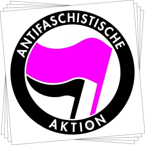 Aufkleber-Paket: Antifaschistische Aktion (pink/schwarz)