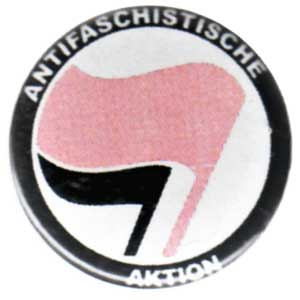 25mm Magnet-Button: Antifaschistische Aktion (pink/schwarz)