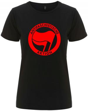 tailliertes Fairtrade T-Shirt: Antifaschistische Aktion (rot/rot)