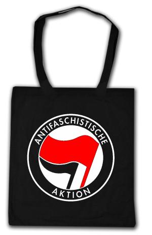 Baumwoll-Tragetasche: Antifaschistische Aktion (rot/schwarz)