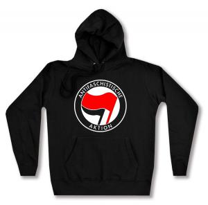 taillierter Kapuzen-Pullover: Antifaschistische Aktion (rot/schwarz)