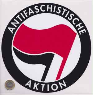 Aufkleber: Antifaschistische Aktion (rot/schwarz, 21cm x 21cm)