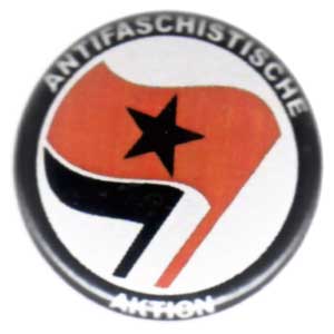 37mm Magnet-Button: Antifaschistische Aktion (rot/schwarz) mit schwarzem Stern