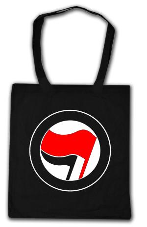 Baumwoll-Tragetasche: Antifaschistische Aktion (rot/schwarz, ohne Schrift)